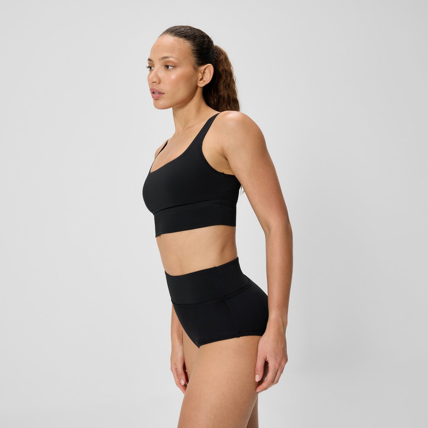 Solid Square Neck Bikini Top Black - Speedo