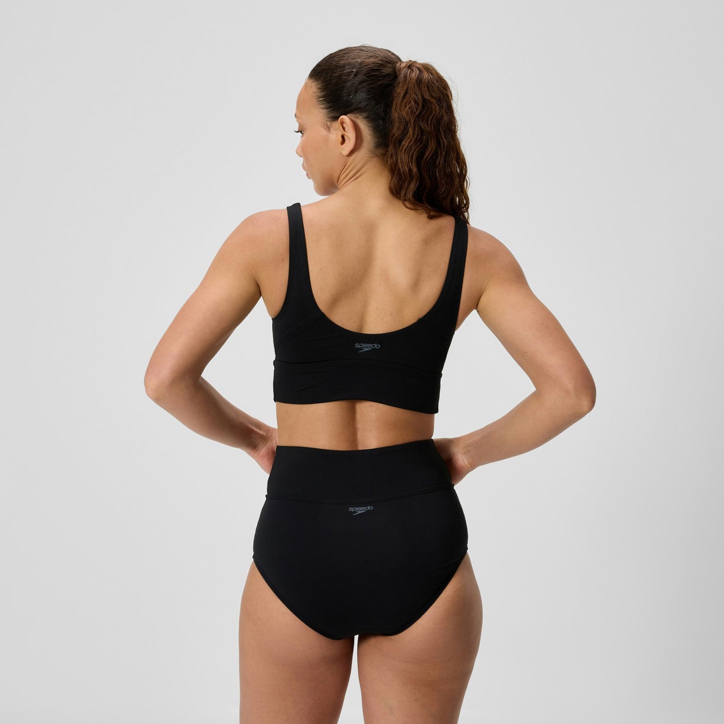 Solid Square Neck Bikini Top Black - Speedo