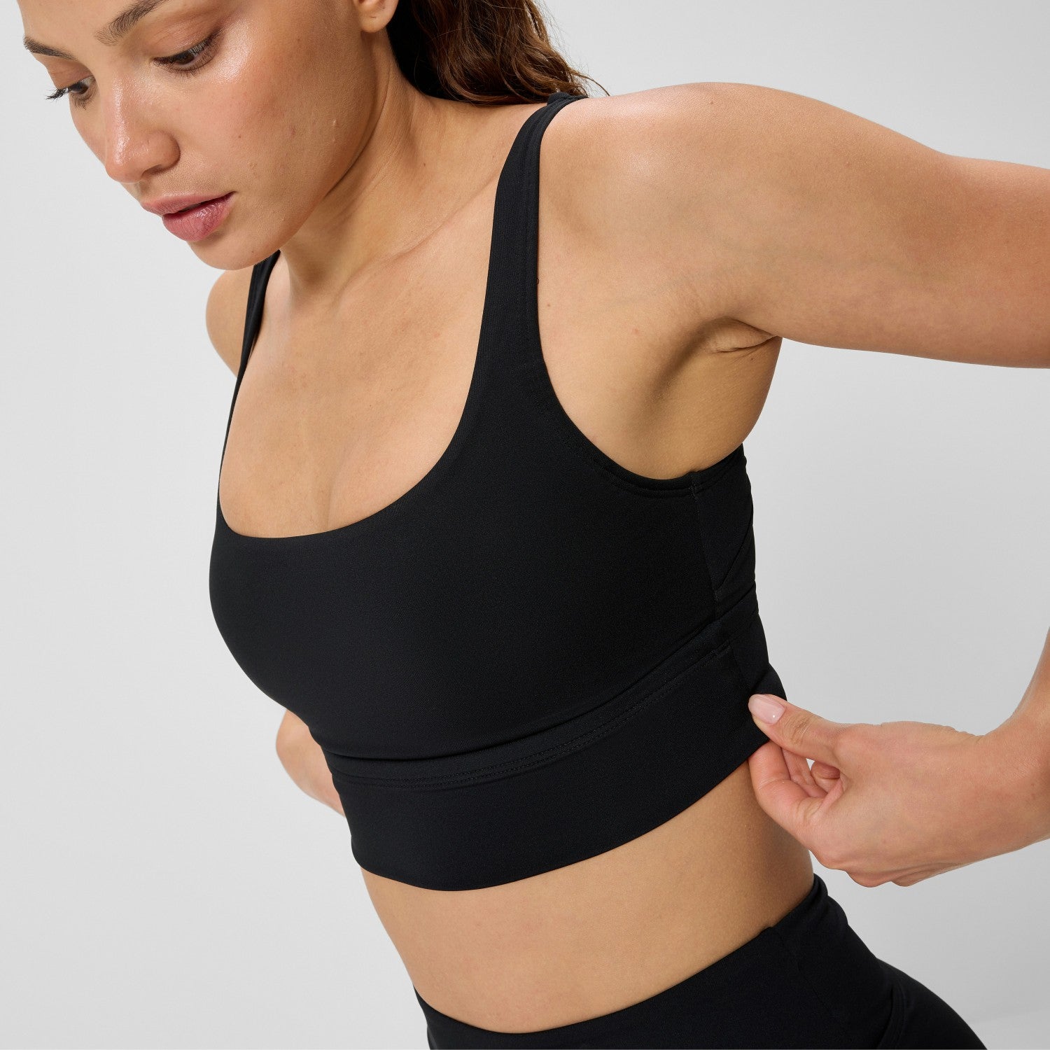 Solid Square Neck Bikini Top Black - Speedo