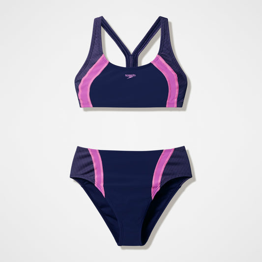 Quantum Rib Splice Two Piece Navy/Pink - Speedo