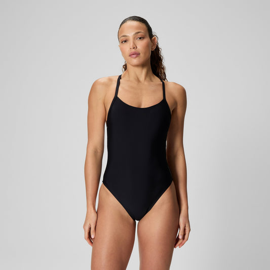 Solid Racerback Swimsuit Black/White - Speedo