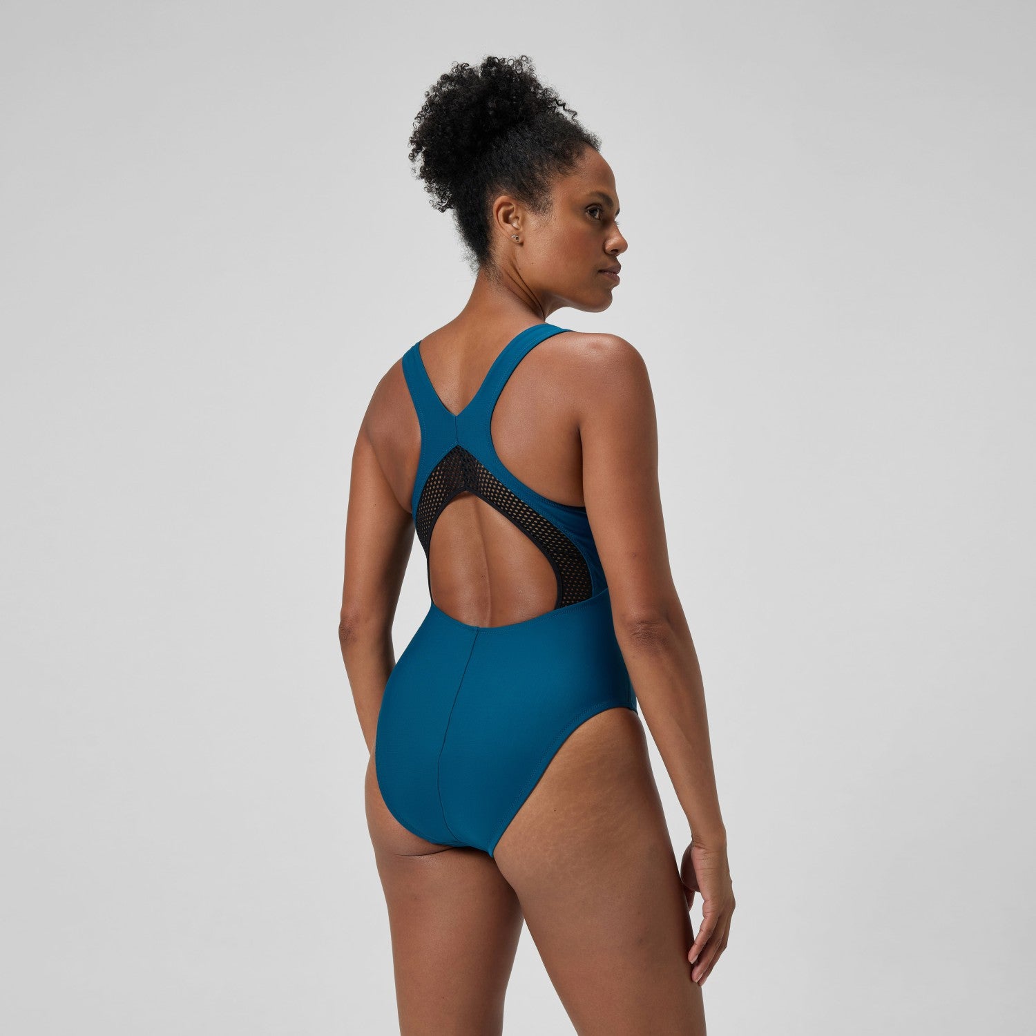 Solid Scoop Neck Mesh Swimsuit Dark Teal - Speedo