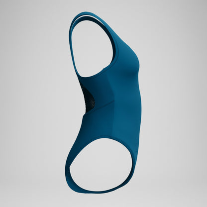 Solid Scoop Neck Mesh Swimsuit Dark Teal - Speedo