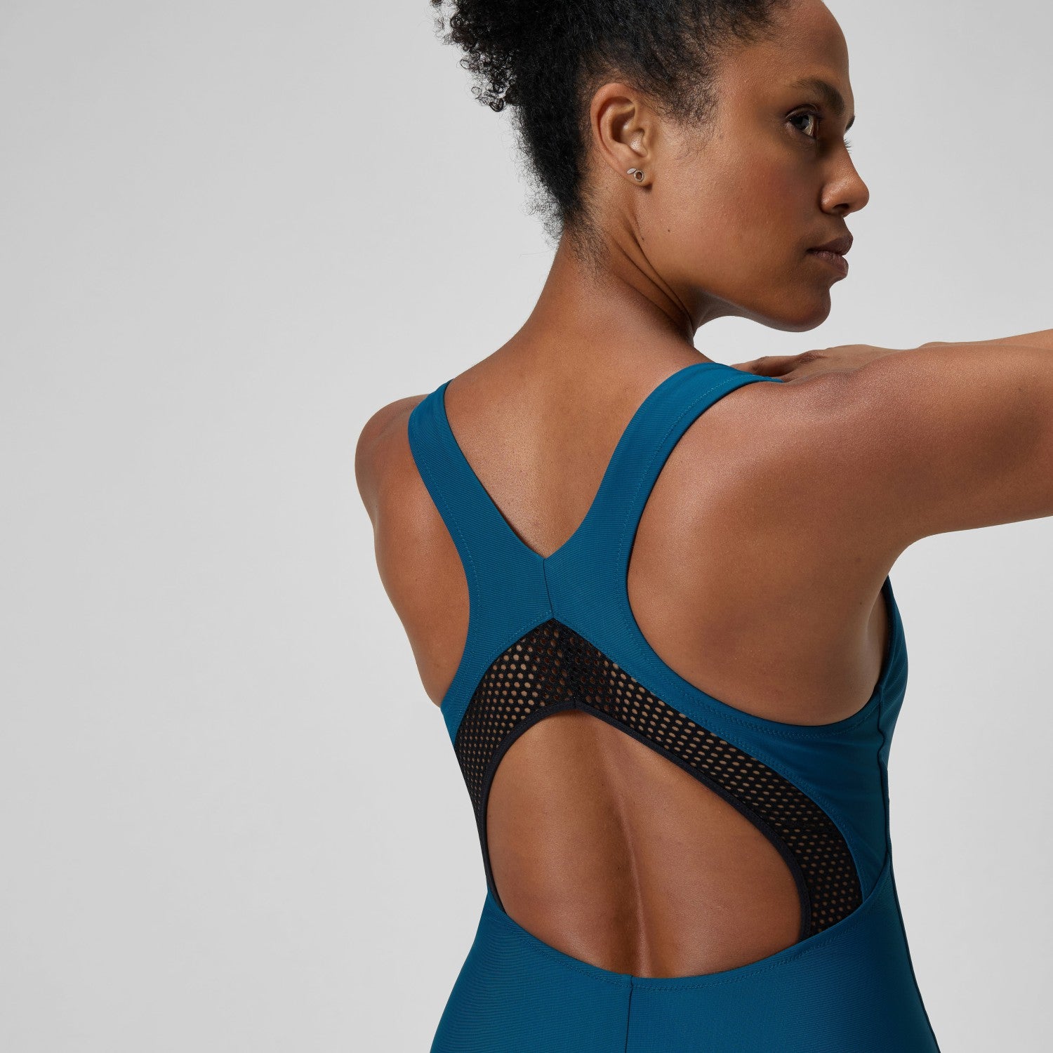 Solid Scoop Neck Mesh Swimsuit Dark Teal - Speedo