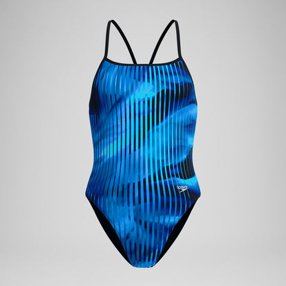 Club Training Printed Turnback Swimsuit Blue - Speedo