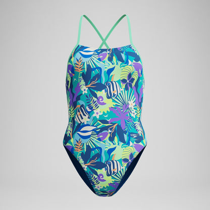 Club Training Printed Tie Back Swimsuit Green - Speedo