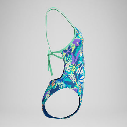 Club Training Printed Tie Back Swimsuit Green - Speedo