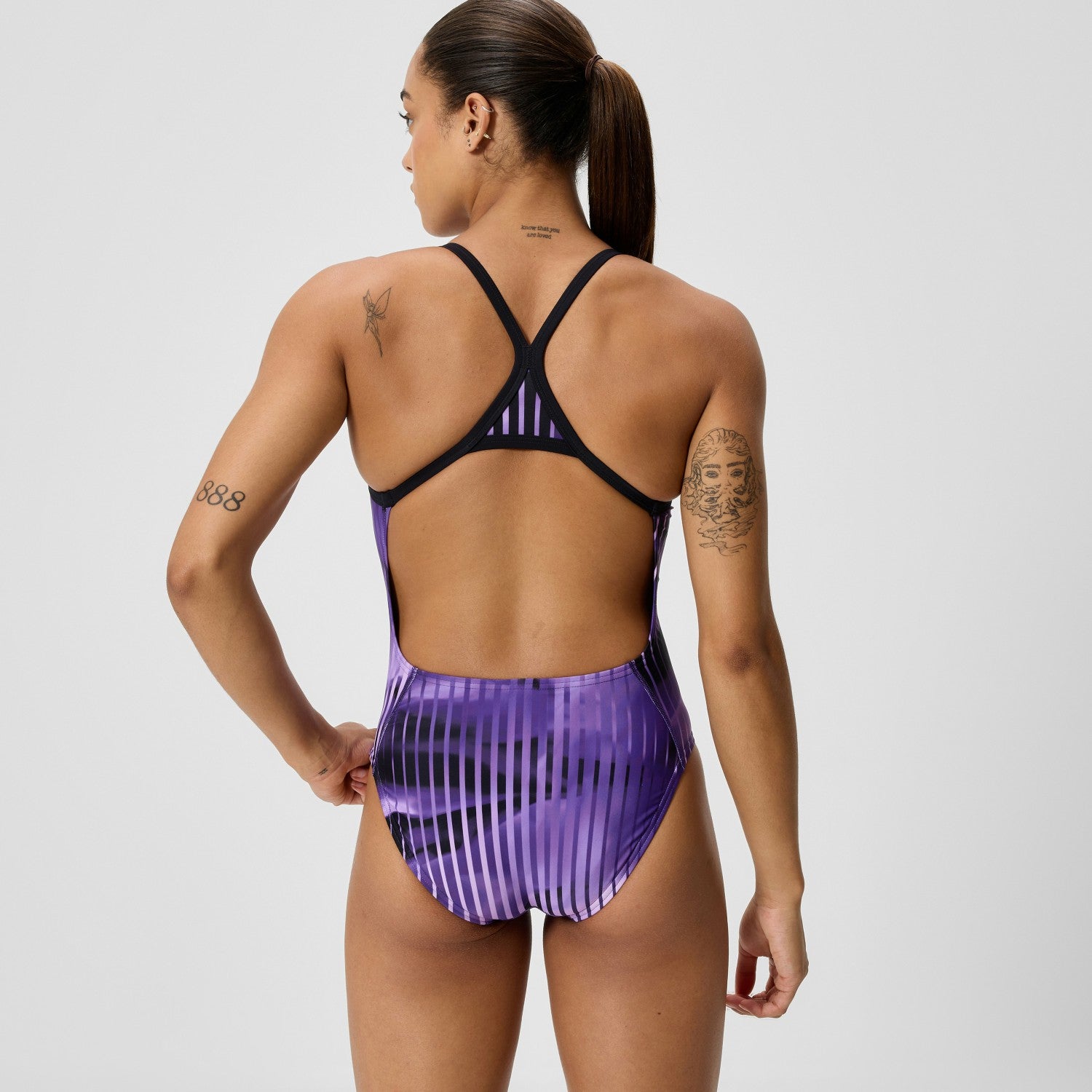 Club Training Printed Turnback Swimsuit Purple - Speedo
