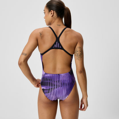 Club Training Printed Turnback Swimsuit Purple - Speedo