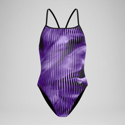 Club Training Printed Turnback Swimsuit Purple - Speedo