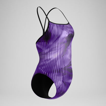 Club Training Printed Turnback Swimsuit Purple - Speedo