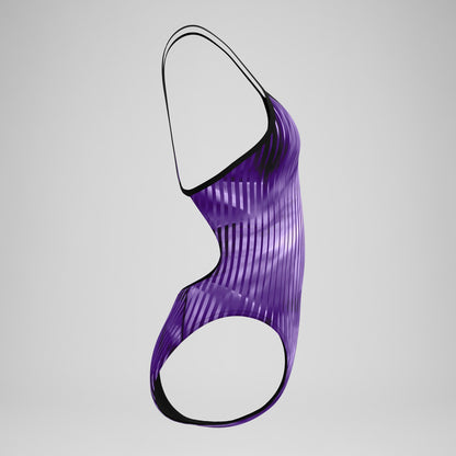 Club Training Printed Turnback Swimsuit Purple - Speedo