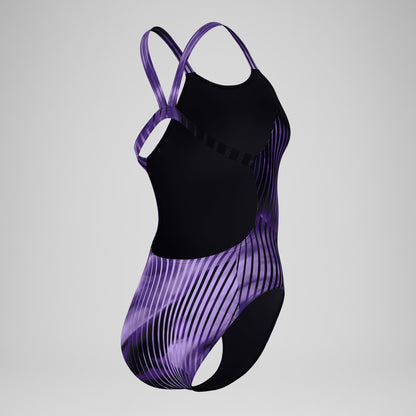 Club Training Printed Leaderback Swimsuit Purple - Speedo