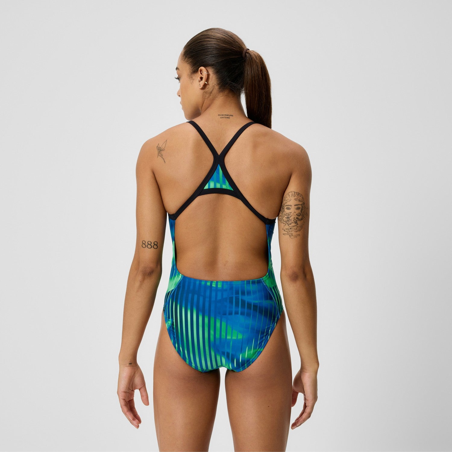 Club Training Printed Turnback Swimsuit Blue/Green - Speedo