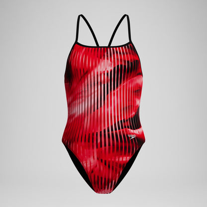 Club Training Printed Turnback Swimsuit Red - Speedo