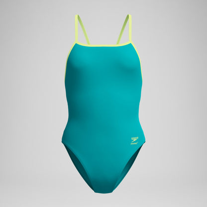 Club Training Solid Tri Back Swimsuit Green/Yellow - Speedo