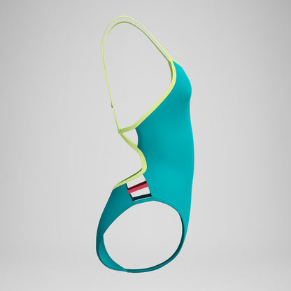 Club Training Solid Tri Back Swimsuit Green/Yellow - Speedo