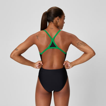 Club Training Turnback Swimsuit Black/Green - Speedo
