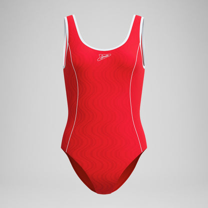 Jetstream Textured Bound Scoop Swimsuit Red/White - Speedo