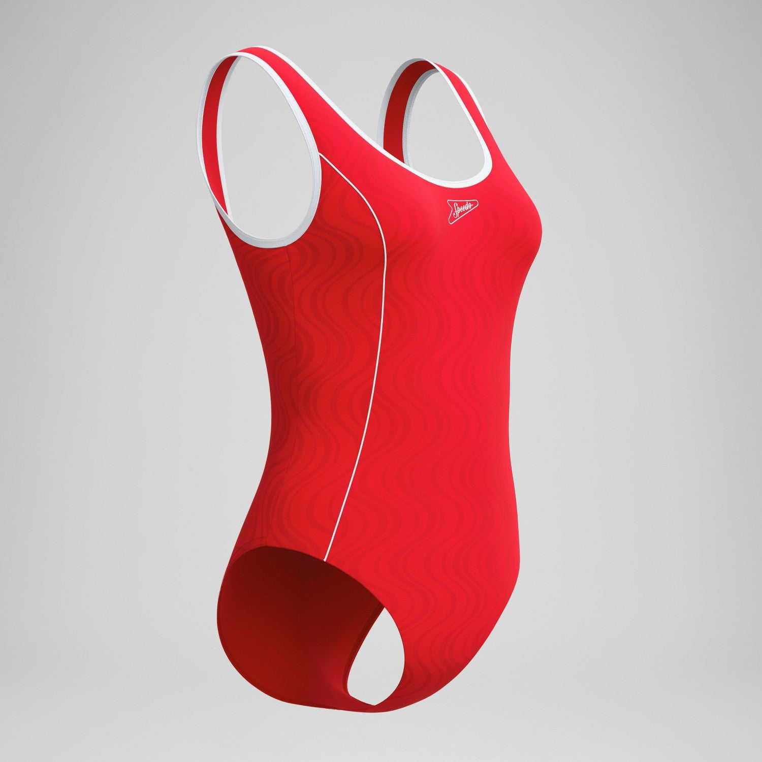 Jetstream Textured Bound Scoop Swimsuit Red/White - Speedo