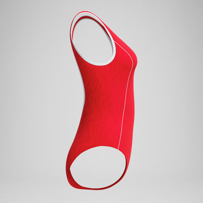 Jetstream Textured Bound Scoop Swimsuit Red/White - Speedo