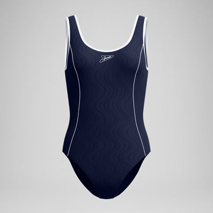 Jetstream Textured Bound Scoop Swimsuit Navy/White - Speedo