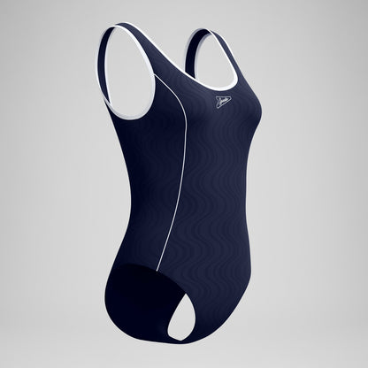 Jetstream Textured Bound Scoop Swimsuit Navy/White - Speedo