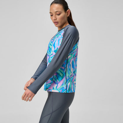 Printed Long Sleeve Swim Shirt Grey/Green - Speedo