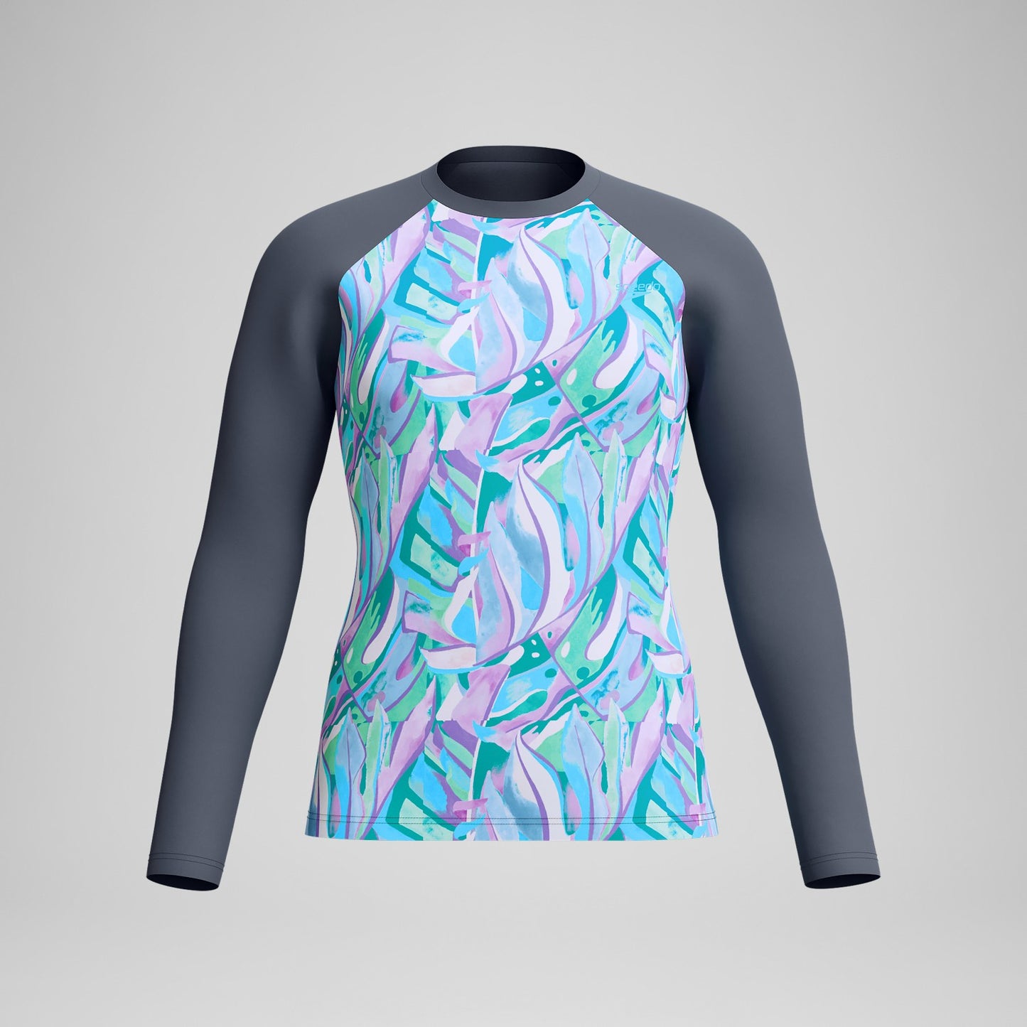 Printed Long Sleeve Swim Shirt Grey/Green - Speedo