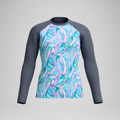 Printed Long Sleeve Swim Shirt Grey/Green - Speedo