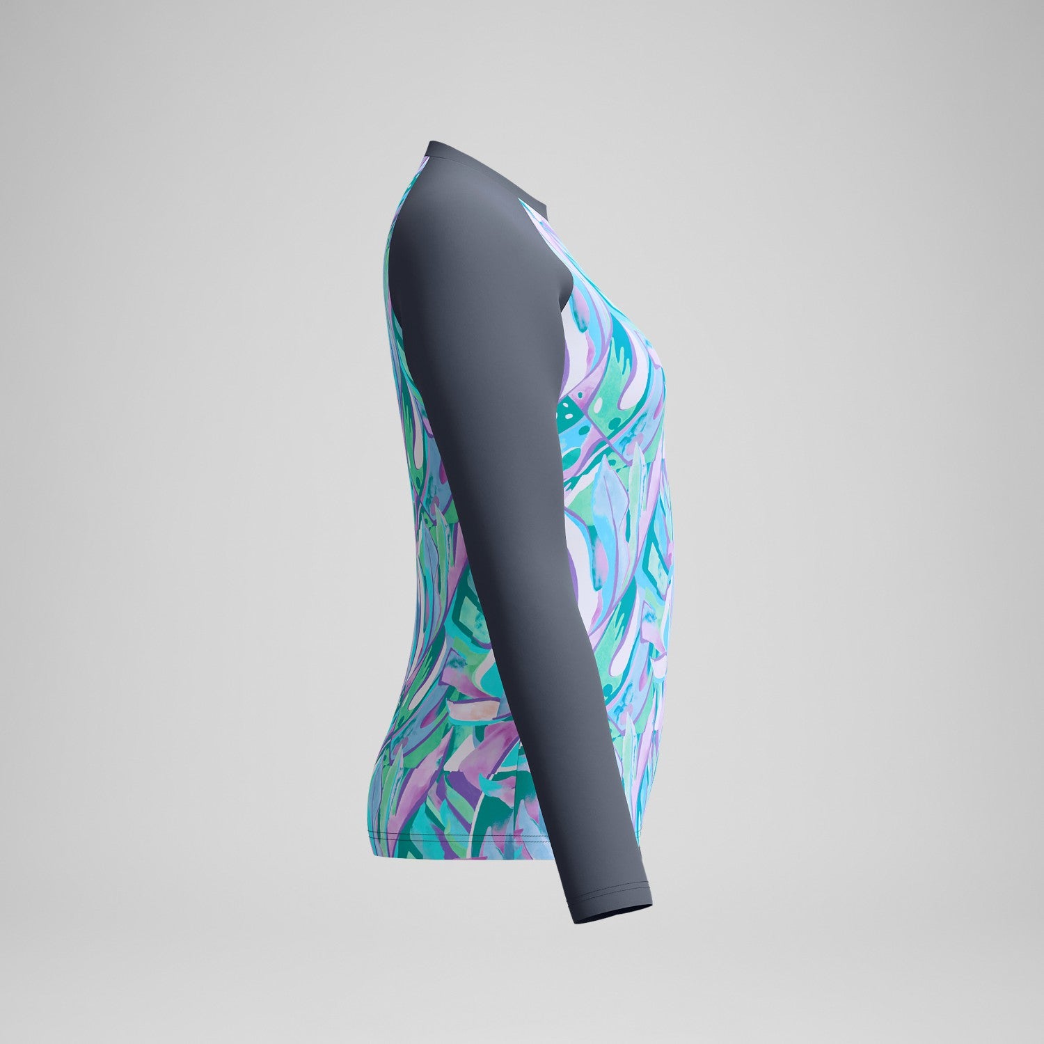 Printed Long Sleeve Swim Shirt Grey/Green - Speedo