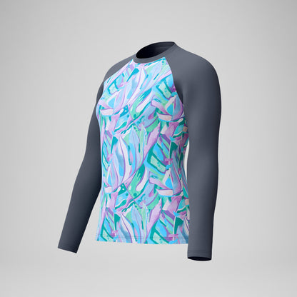 Printed Long Sleeve Swim Shirt Grey/Green - Speedo