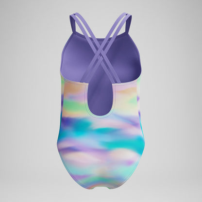 Girls Printed Twinstrap Swimsuit Purple/Green/Orange - Speedo