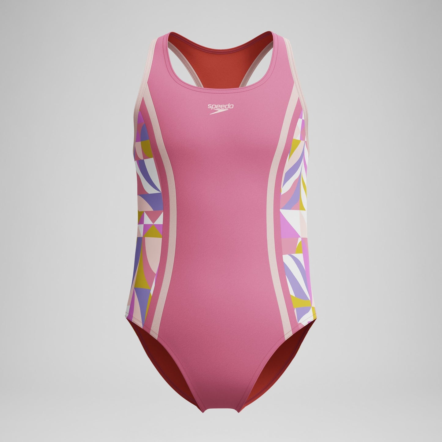 Girls Printed Spliced Racerback Swimsuit Pink - Speedo
