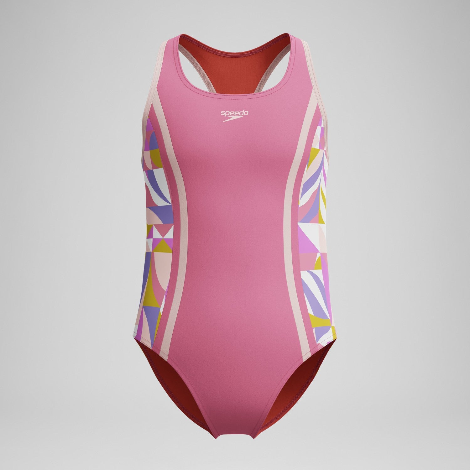 Girls Printed Spliced Racerback Swimsuit Pink - Speedo