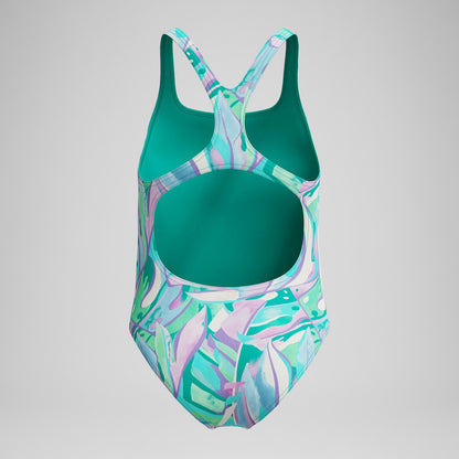 Girls Medalist Printed Swimsuit Green/Purple - Speedo