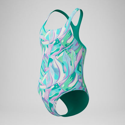Girls Medalist Printed Swimsuit Green/Purple - Speedo
