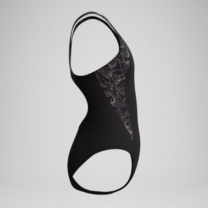 Girls Hyperboom Splice Muscleback Swimsuit Black/Peach - Speedo
