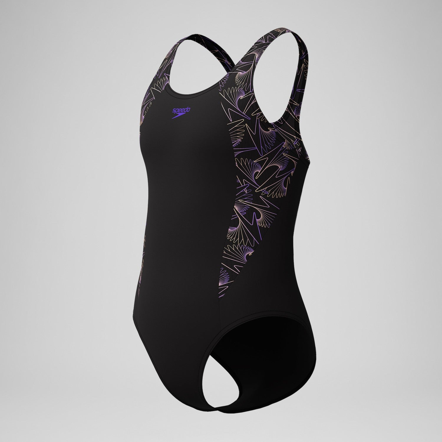 Girls Hyperboom Splice Muscleback Swimsuit Black/Peach - Speedo