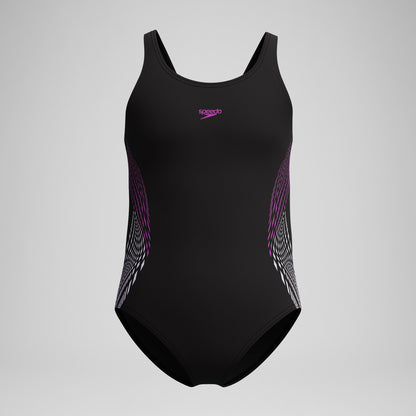 Girls' Placement Muscleback Swimsuit Black/Pink - Speedo