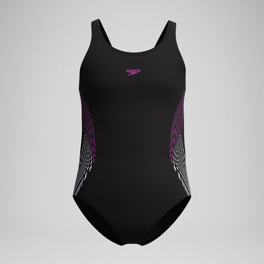 Girls' Placement Muscleback Swimsuit Black/Pink - Speedo