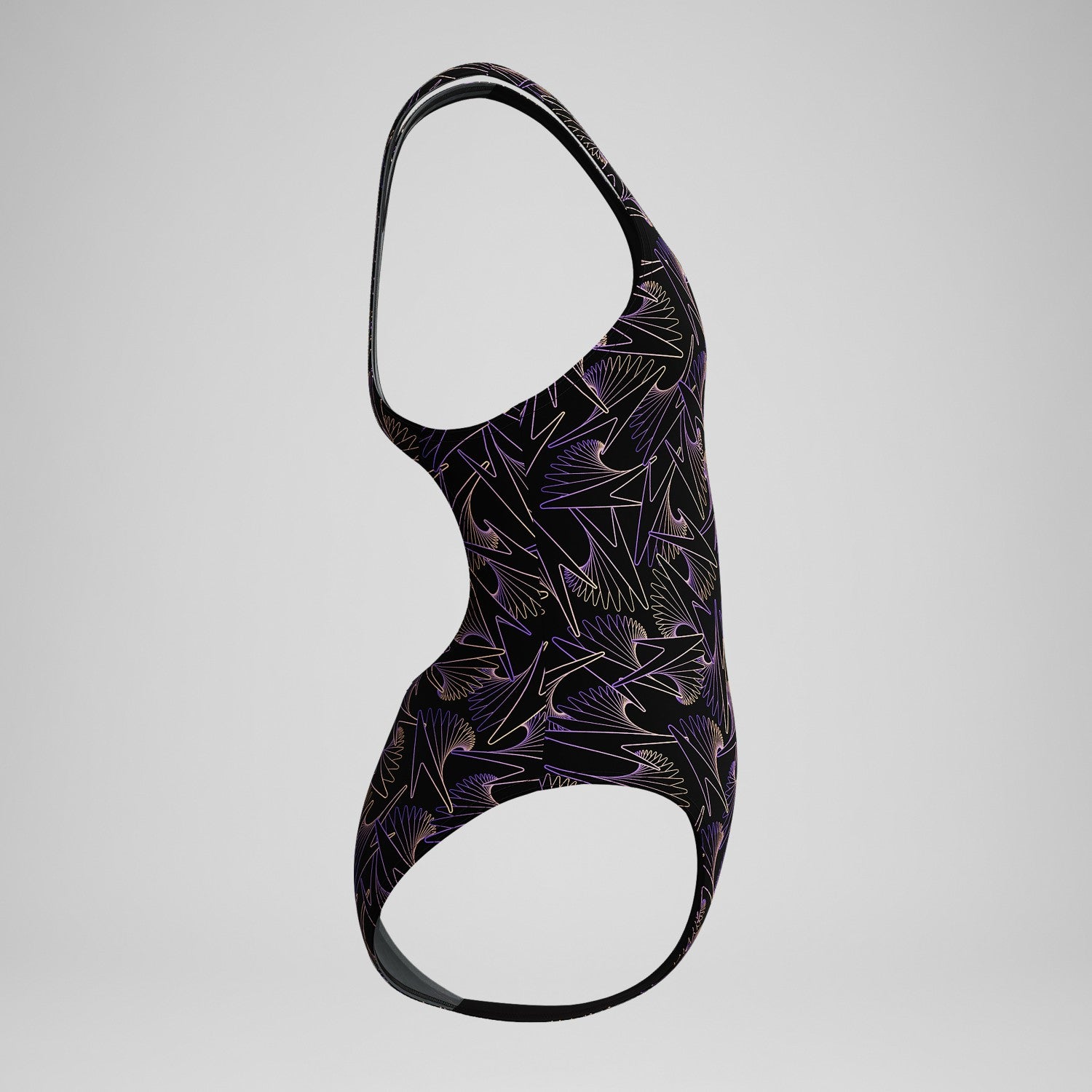 Girls Hyperboom Medalist Allover Print Swimsuit Black/Peach - Speedo