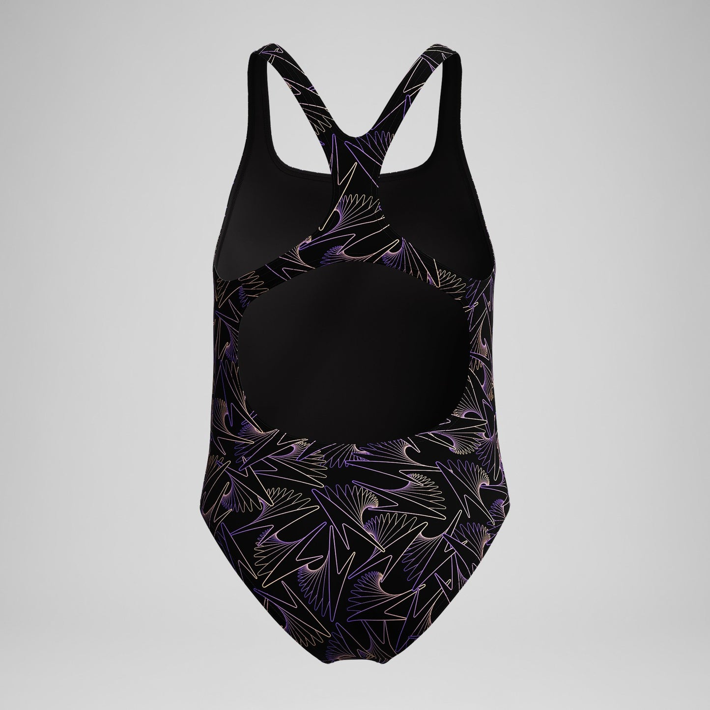 Girls Hyperboom Medalist Allover Print Swimsuit Black/Peach - Speedo