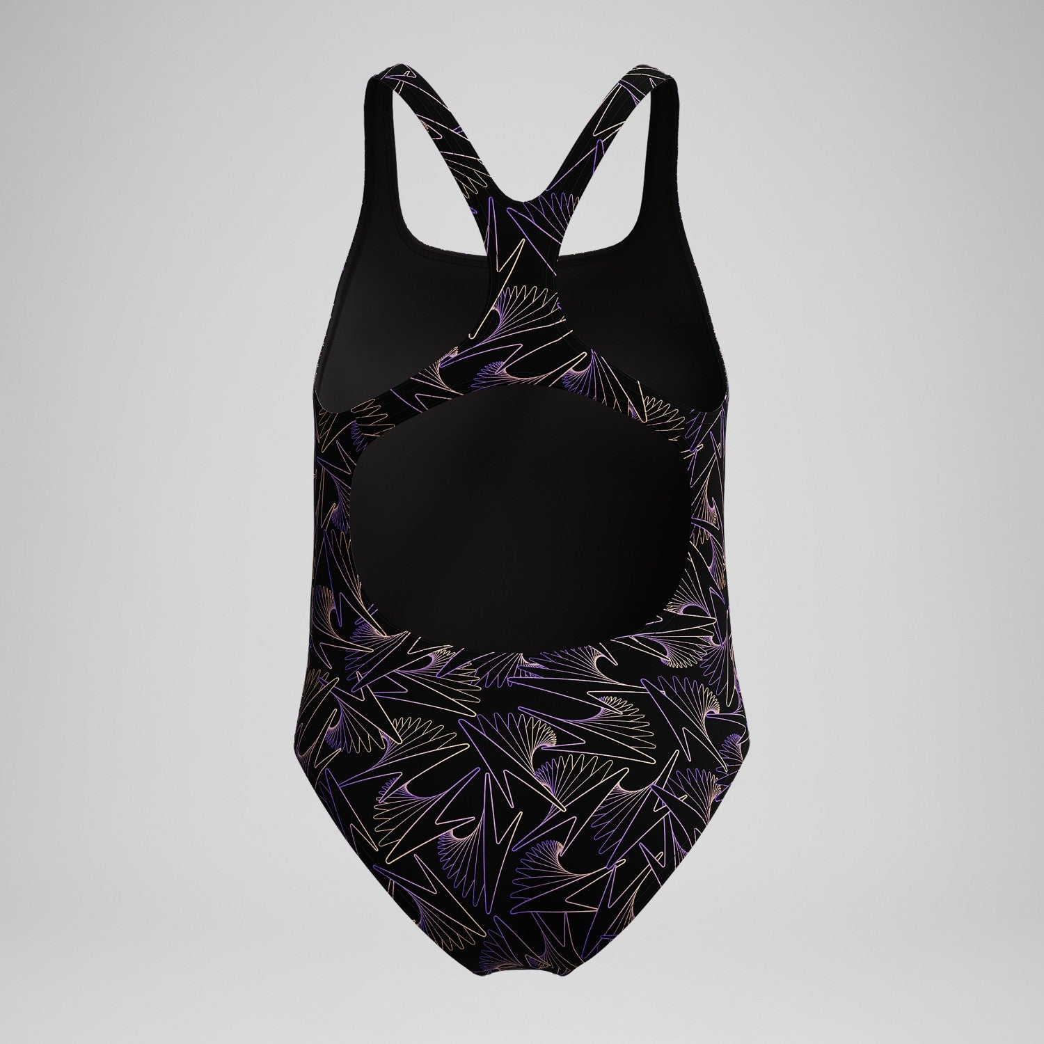 Girls Hyperboom Medalist Allover Print Swimsuit Black/Peach - Speedo