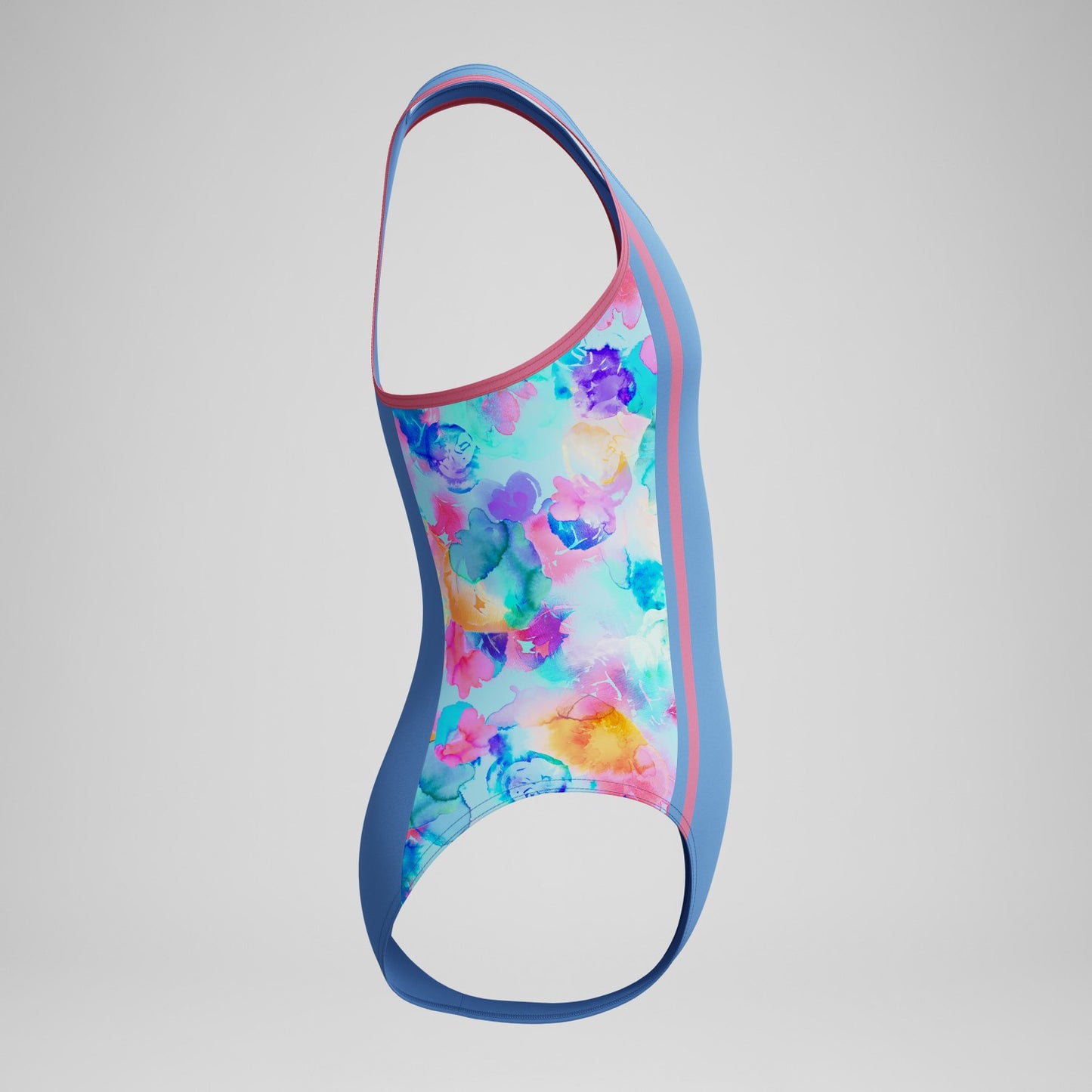 Girls Printed Spliced Racerback Swimsuit Blue - Speedo