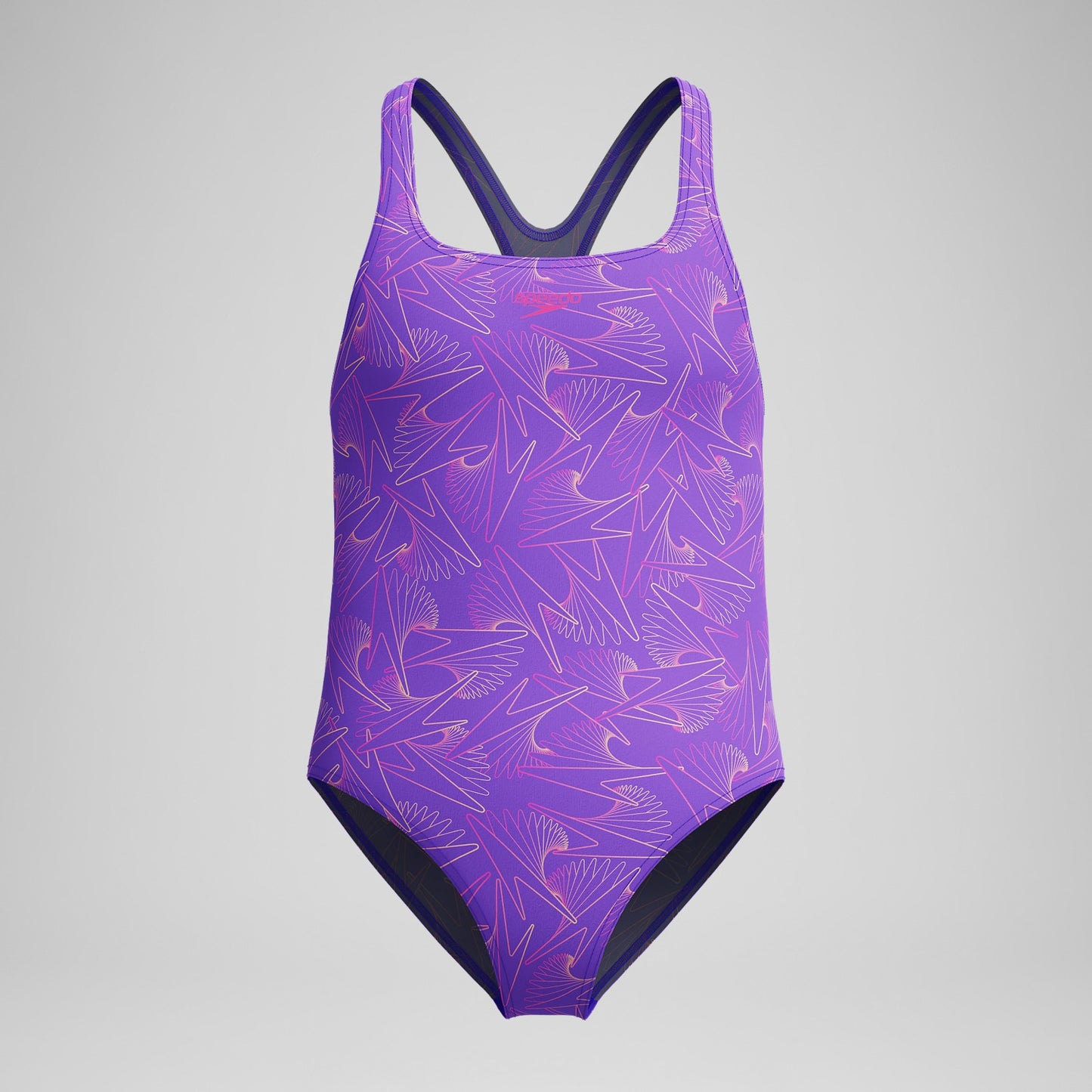 Girls Hyperboom Medalist Allover Print Swimsuit Purple/Pink - Speedo