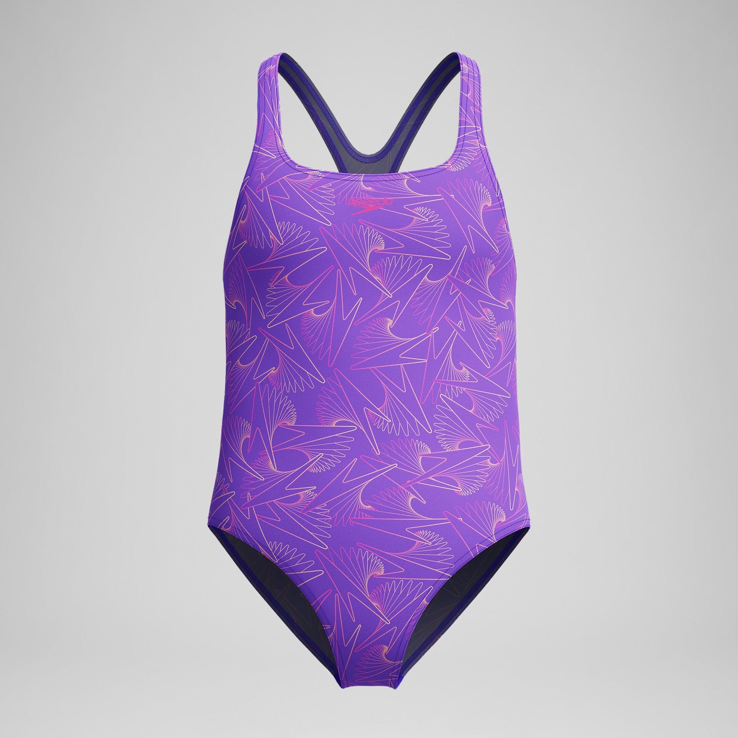 Girls Hyperboom Medalist Allover Print Swimsuit Purple/Pink - Speedo