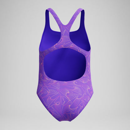 Girls Hyperboom Medalist Allover Print Swimsuit Purple/Pink - Speedo