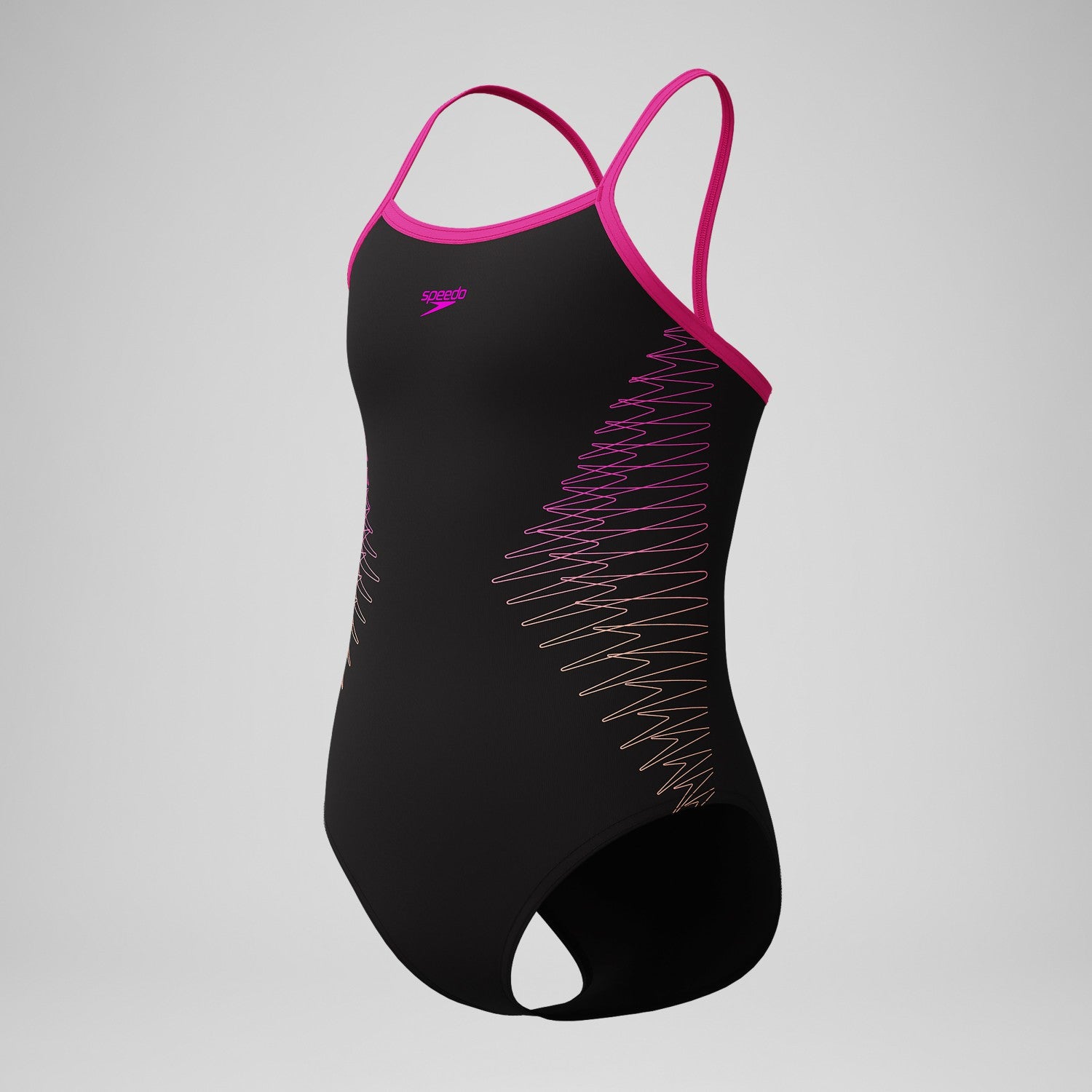 Girls Plastisol Placement Thinstrap Swimsuit Black/Pink - Speedo