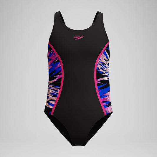 Girls Hyperboom Splice Muscleback Swimsuit Black/Pink - Speedo